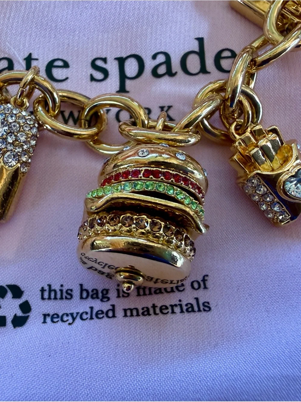 kate spade New York Gold Charm Bracelet with Ice Cream & Burger Charms - Picture 2 of 5